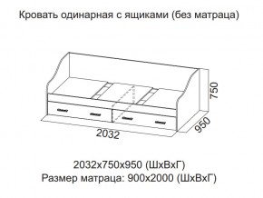 Кровать одинарная с ящиками (Без матраца 0,9*2,0) в Сысерти - sysert.magazin-mebel74.ru | фото