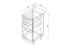 Н3Я 40 Модуль нижний Без Столешницы 3 ящика МН3Я 40 в Сысерти - sysert.magazin-mebel74.ru | фото