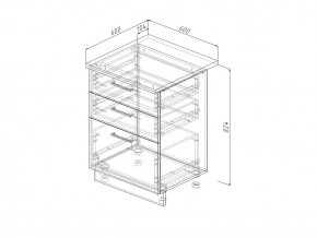 Н3Я 60 Модуль нижний Без Столешницы 3 ящика МН3Я 60 в Сысерти - sysert.magazin-mebel74.ru | фото